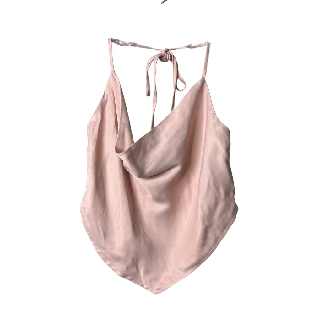 Wild Fable‎ Scarf Halter Top Womens XS Pink Satin Y2K Streetwear Boho Crop New